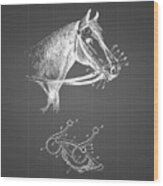 Pp611-black Grid Horse Bridle Bit Poster Wood Print
