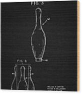 Pp641-vintage Black Bowling Pin 1967 Patent Poster Wood Print