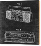 Pp752-black Grunge Boom Box Patent Poster Wood Print