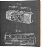 Pp752-chalkboard Boom Box Patent Poster Wood Print