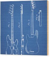 Pp8-blueprint Fender Precision Bass Guitar Patent Poster Wood Print