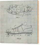 Pp824-antique Grid Parchment Football Cleat Patent Print Wood Print