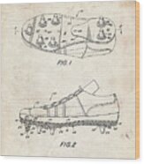 Pp824-vintage Parchment Football Cleat Patent Print Wood Print