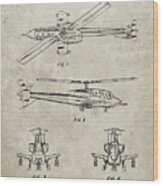 Pp876-sandstone Helicopter Patent Print Wood Print