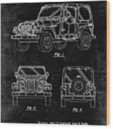 Pp899-black Grunge Jeep Wrangler 1997 Patent Poster Wood Print