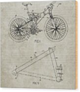 Pp965-sandstone Mountain Bike Patent Art Wood Print