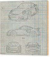 Pp994-antique Grid Parchment Porsche 911 With Spoiler Patent Poster Wood Print