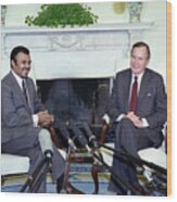 President George Bush Sr. And Prince Wood Print