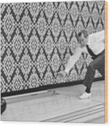 President Nixon Bowling In White House Wood Print