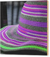 Purple And Green Hat Wood Print