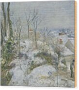 Rabbit Warren At Pontoise, Snow Wood Print