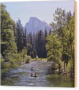 Rafting On The Meced River In Yosemite Wood Print