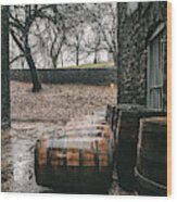 Rain On Bourbon Barrel Wood Print