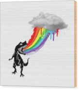 Rainbow Dinosaur Wood Print