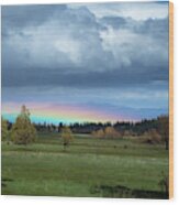 Rainbow In The Valley Wood Print