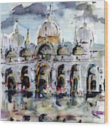 Rainy Day In Venice Piazza San Marco Wood Print