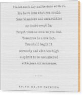 Ralph Waldo Emerson Quote 01 - Minimal, Sophisticated, Modern, Classy Typewriter Print - Motivation Wood Print