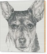 Rat Terrier In Graphite Wood Print