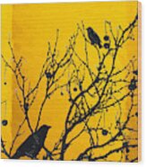 Raven - Black Over Yellow Wood Print