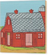 Red Barn Wood Print