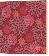Red Floral Design With Logo Wood Print