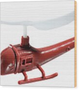 Red Helicopter Wood Print