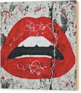 Red Lips Wood Print