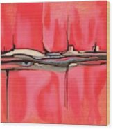 Red Pink Peach Blue Eye In Pink Adobe World Abstract Landscape Wall Artwork By Delynn Addams Wood Print