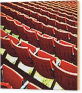 Red Stadium Seats Wood Print