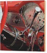 Red Steering Wheel Wood Print