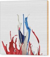 Red White And Blue Abstract Liquid Wood Print