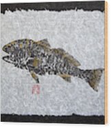 Redfish - Golden With Border Wood Print