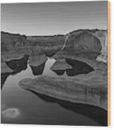 Reflection Canyon In Bw, Lake Powell, Utah Wood Print
