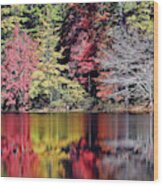 Reflections On Fairfield Lake Wood Print