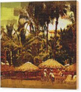 Resort Beach Scene Wood Print