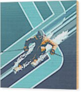 Retro Alpine Ski Poster Wood Print