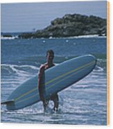 Rhode Island Surfer Wood Print
