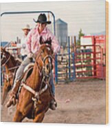 Riders In Action At Bryce Rodeo, Bryce Wood Print