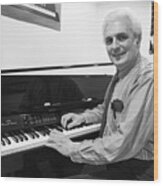 Robert Moog With Synthesizer Wood Print