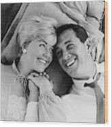 Rock Hudson And Doris Day In Pillow Talk -1959-. Wood Print