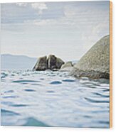 Rocks In Lake Tahoe Wood Print