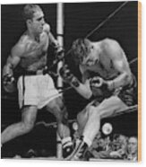 Rocky Marciano Has Roland Lastarza On The Ropes 1953 Wood Print