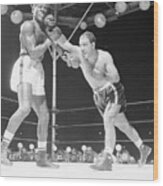 Rocky Marciano Punching Ezzard Charles Wood Print