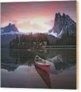 Rocky Mountains The Boat At Sunrise 7r24696 Wood Print
