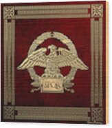 Roman Empire - Gold Roman Imperial Eagle Over Red Velvet Wood Print