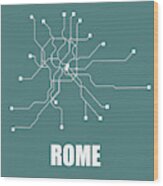 Rome Teal Subway Map Wood Print