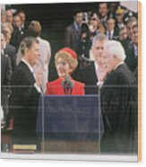 Ronald Reagan Taking Oath Of Office Wood Print