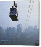 Ropeway Over The Jialing River Wood Print