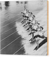 Row Of Women Water Skiing Wood Print