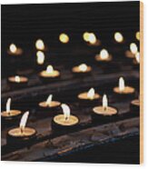 Rows Of Votive Candles In Church Wood Print